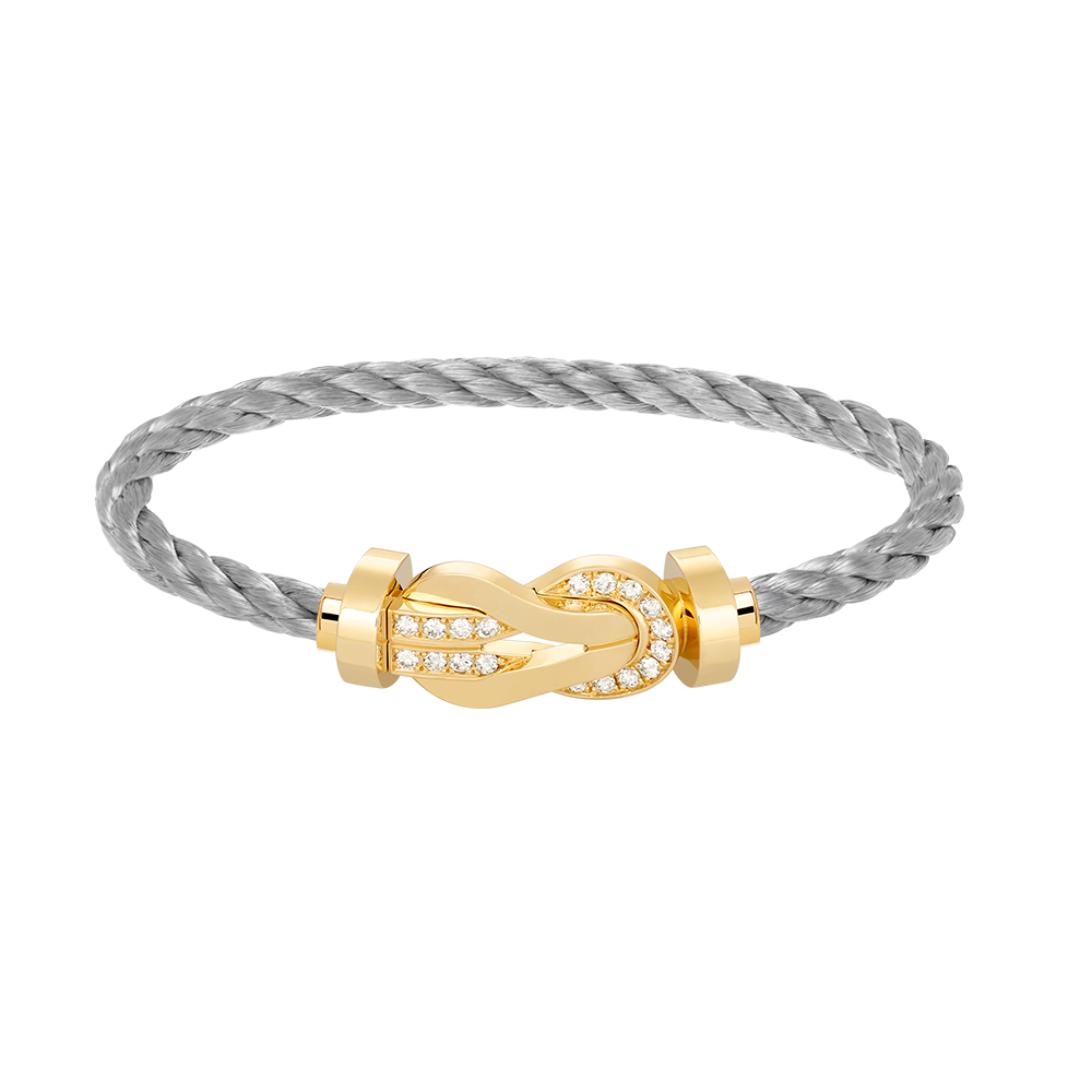 [Frd]CHANCE LARGE 8 FIGURE BUCKLE HALF DIAMOND BRACELET GOLD