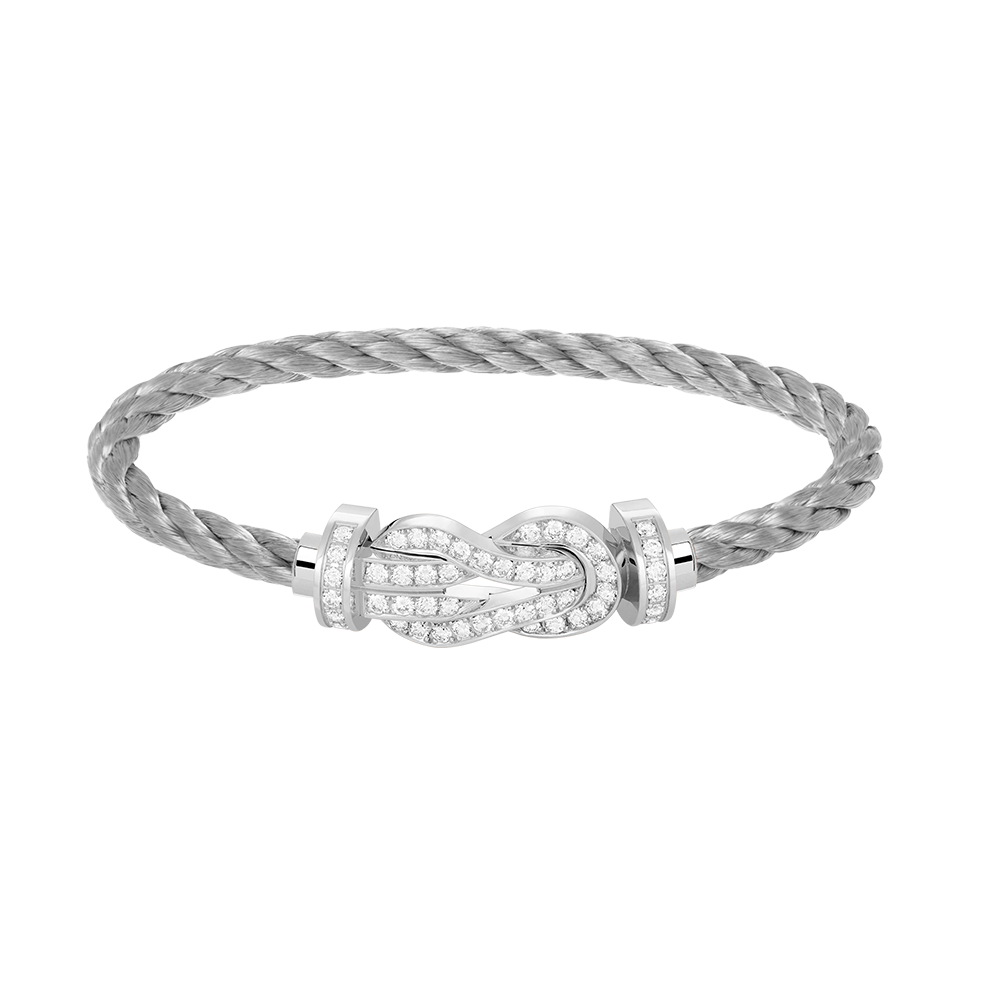 [Frd]CHANCE LARGE 8 FIGURE BUCKLE FULL DIAMOND BRACELET SILVER