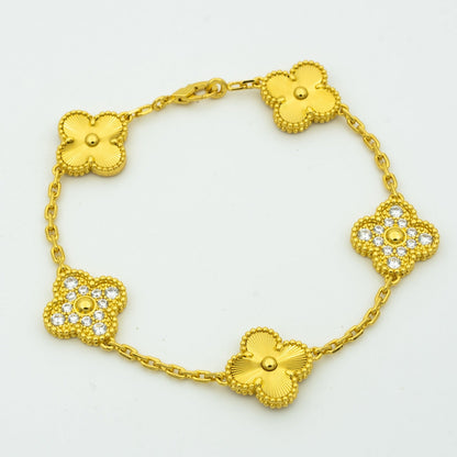 [VCA]CLOVER BRACELET 5 MOTIFS GOLD DIAMOND