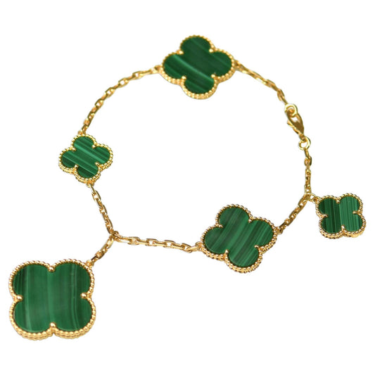 [VCA]MAGIC CLOVER MALACHITE GOLD BRACELET 5 MOTIFS