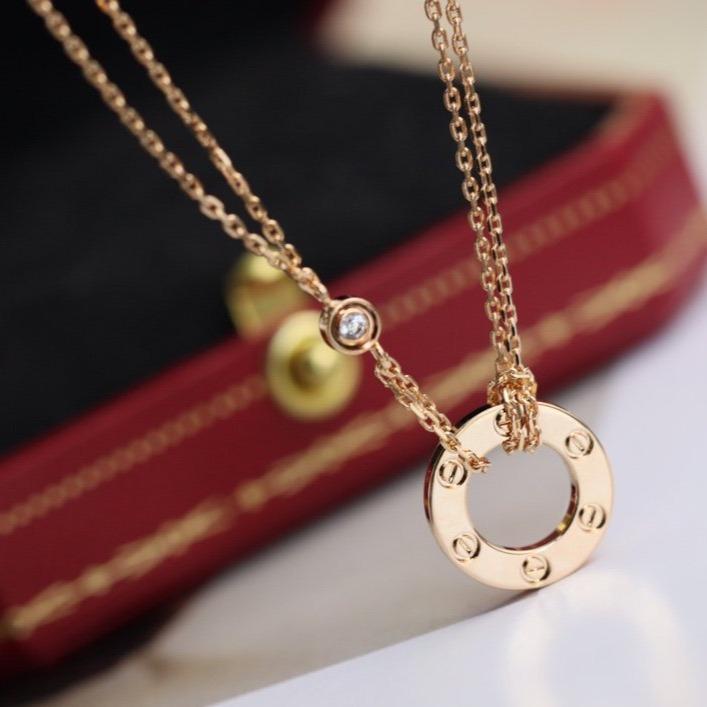 [CAT]LOVE NECKLACE ADJUSTABLE ROSE GOLD 2 DIAMOND