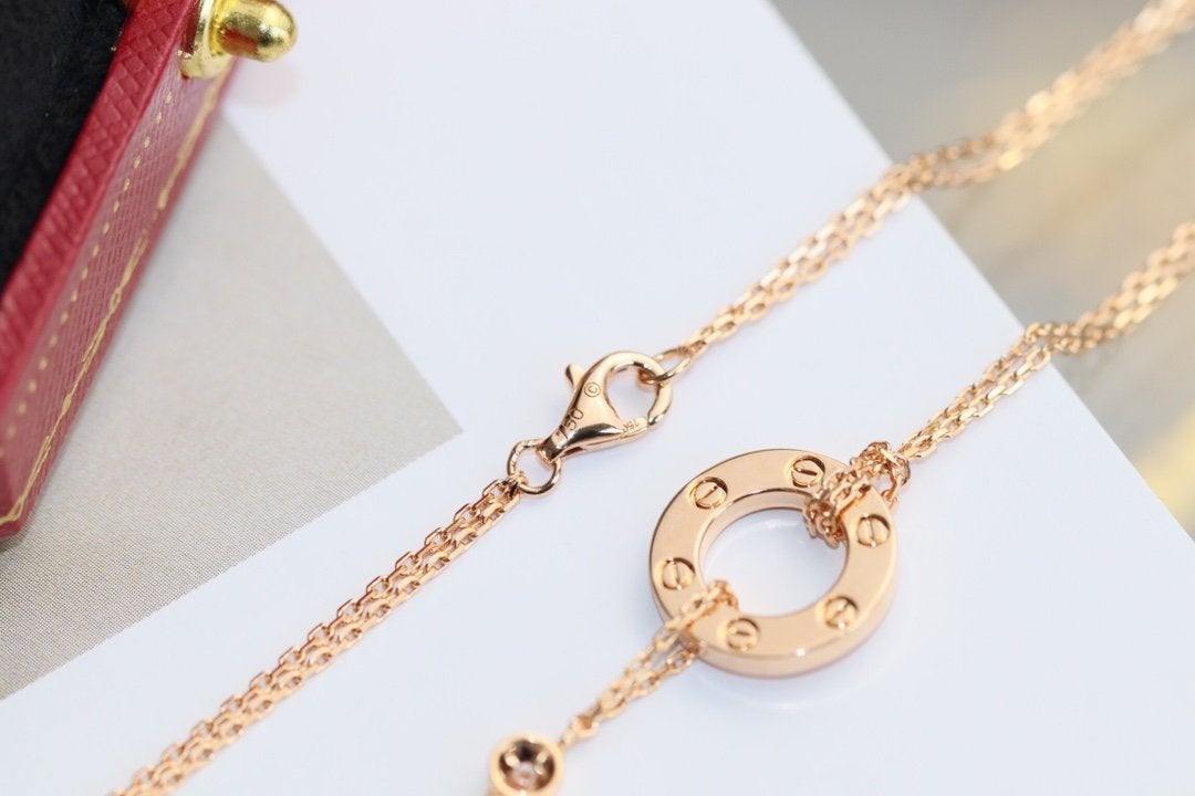 [CAT]LOVE NECKLACE ADJUSTABLE ROSE GOLD 2 DIAMOND