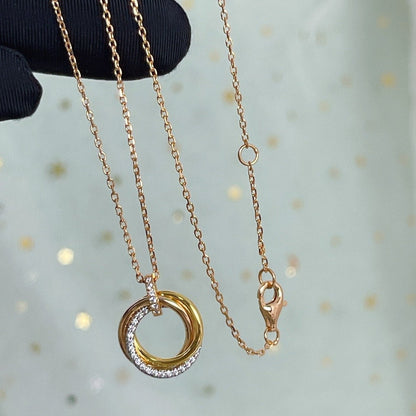 [CAT]TRINITY NECKLACE SILVER GOLD PINK GOLD DIAMONDS