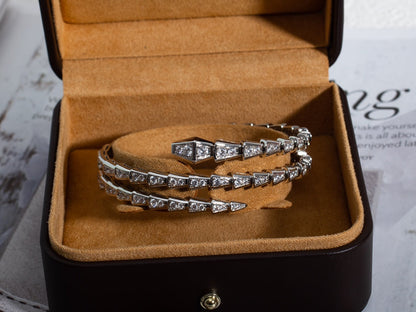 [Blar]SERPENTI BRACELET SILVER DIAMOND DOUBLE ROW