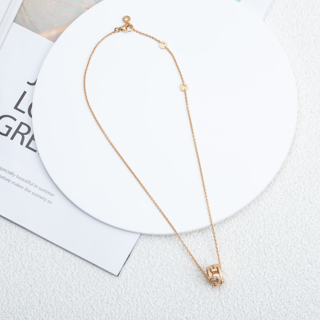 [CAT]PARENTESI NECKLACE PINK GOLD DIAMOND