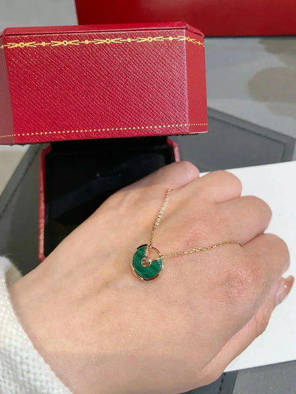 [Chau]AMULETTE ROSE GOLD MALACHITE NECKLACE