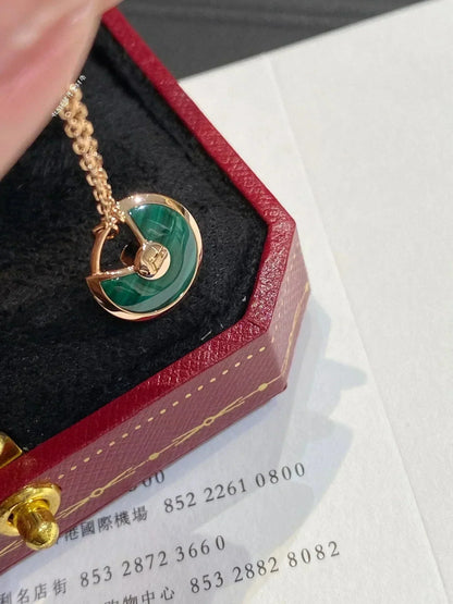 [Chau]AMULETTE ROSE GOLD MALACHITE NECKLACE