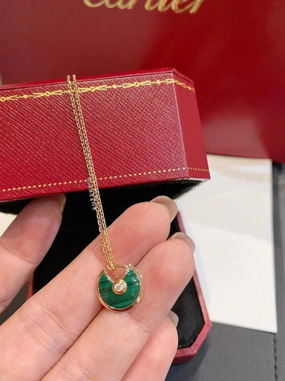 [Chau]AMULETTE ROSE GOLD MALACHITE NECKLACE