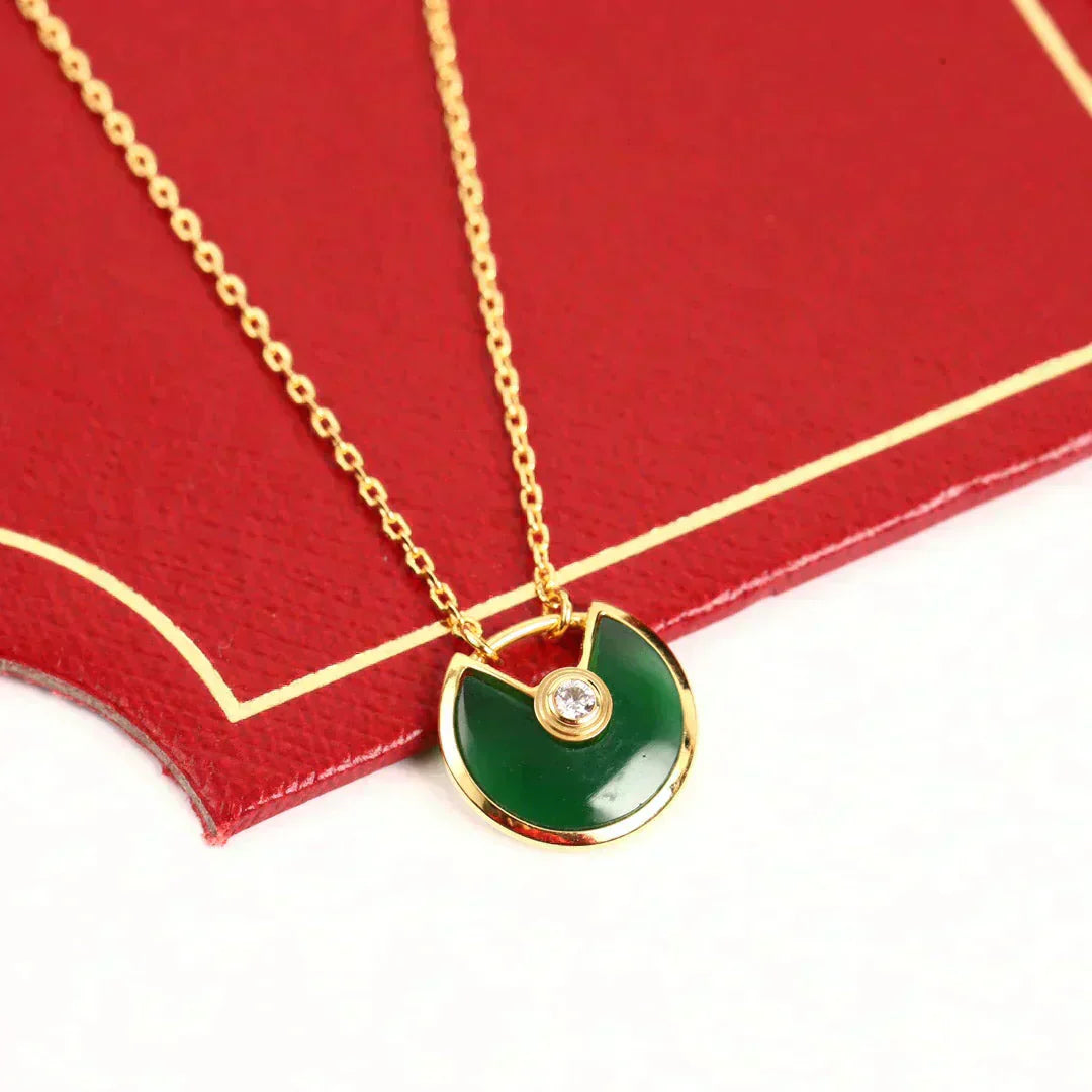 [Chau]AMULETTE GOLD MALACHITE NECKLACE