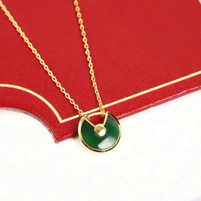 [Chau]AMULETTE GOLD MALACHITE NECKLACE