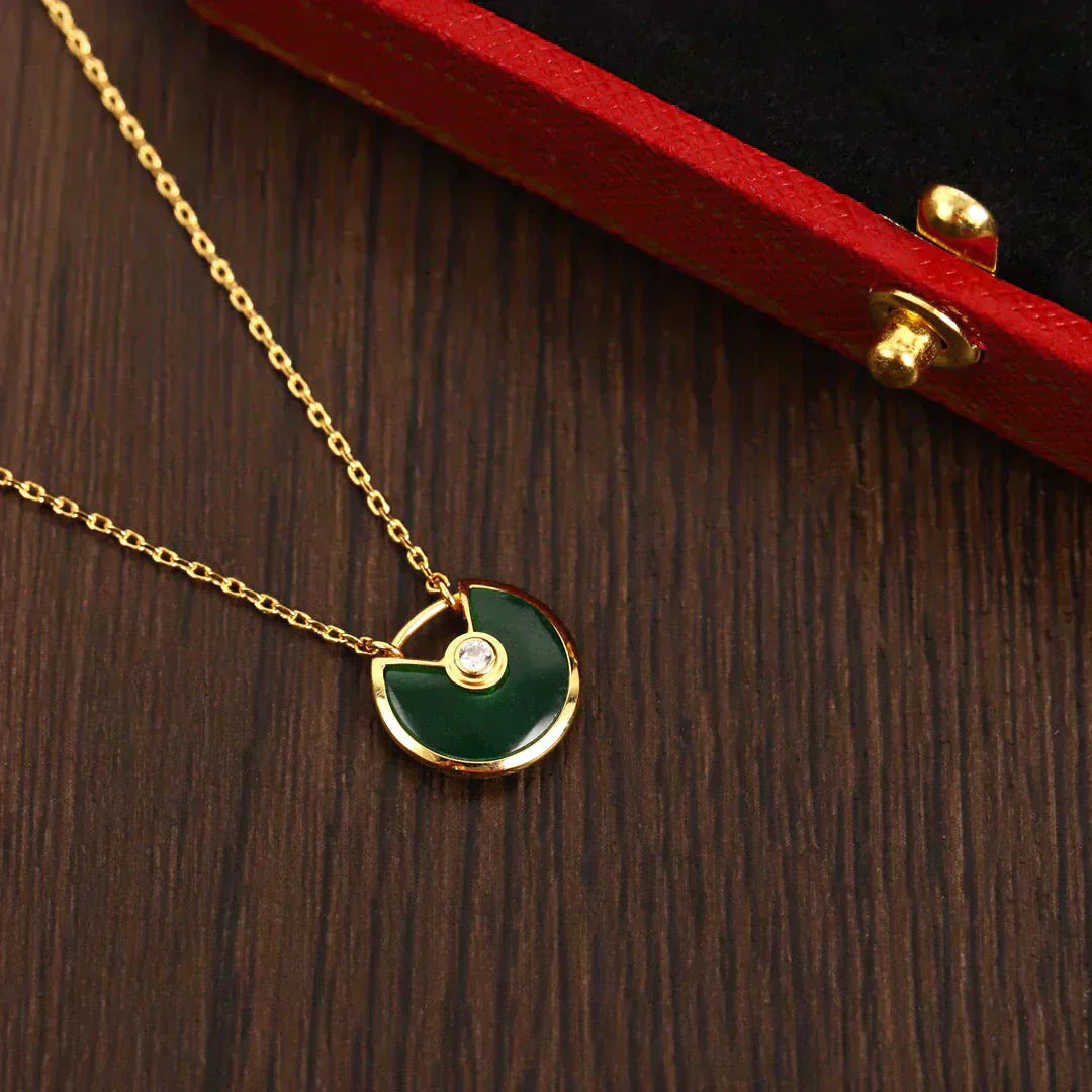 [Chau]AMULETTE GOLD MALACHITE NECKLACE