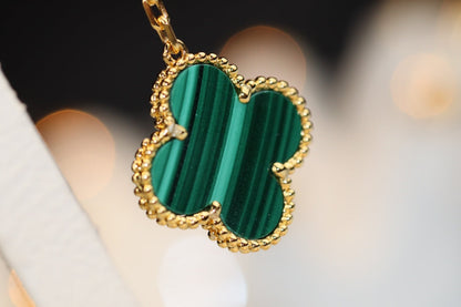 [VCA]CLOVER EARRINGS GOLD MALACHITE DIAMOND 3 MOTIF