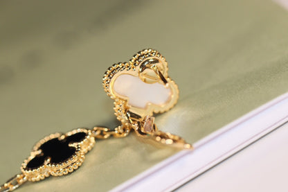 [VCA]CLOVER EARRINGS GOLD ONYX MOP 3 MOTIF