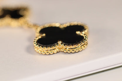 [VCA]CLOVER EARRINGS GOLD ONYX MOP 3 MOTIF