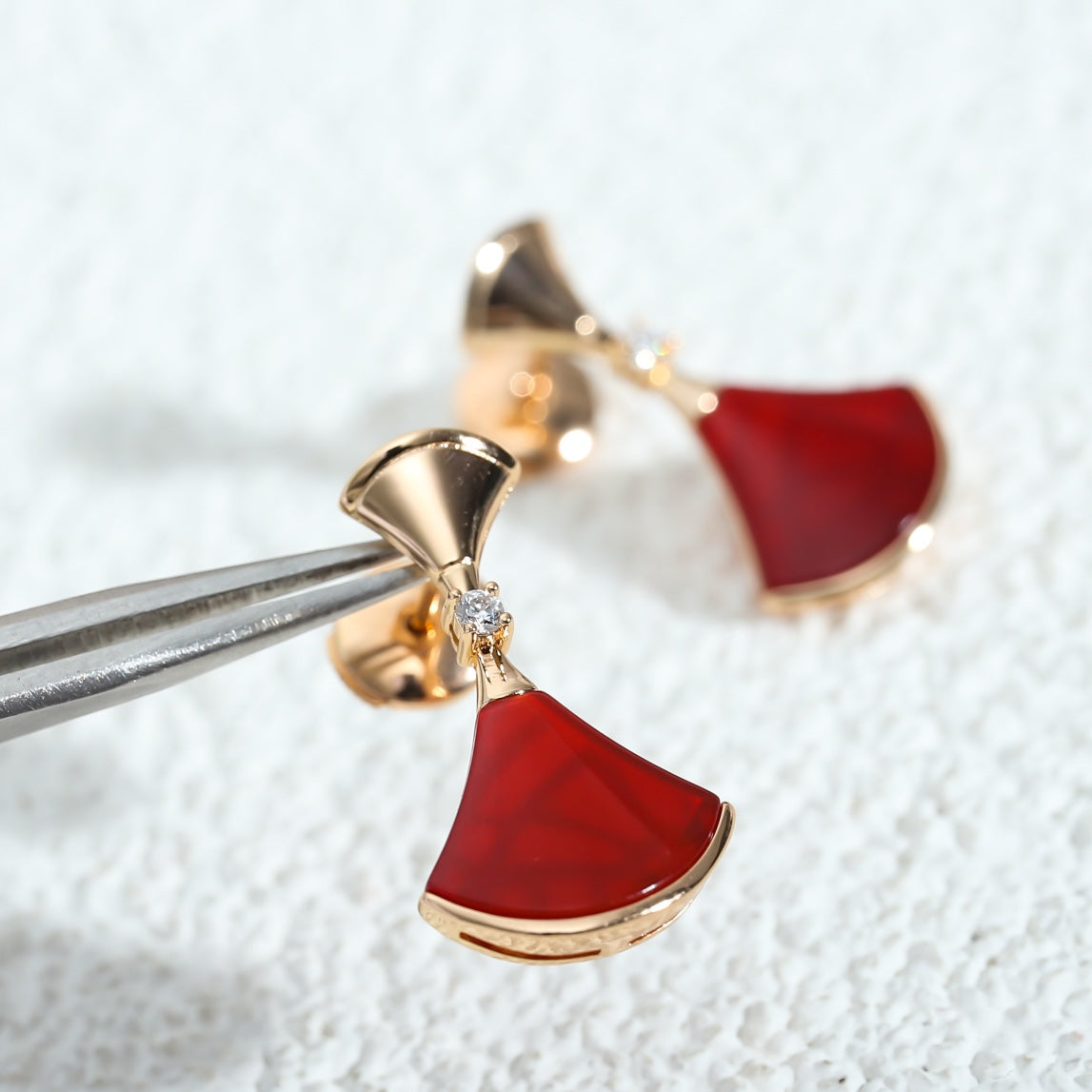 [Blar]DREAM Carnelian PINK GOLD EARRINGS