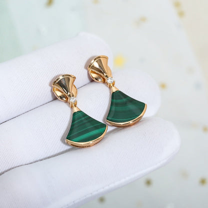 [Blar]DREAM MALACHITE PINK GOLD EARRINGS