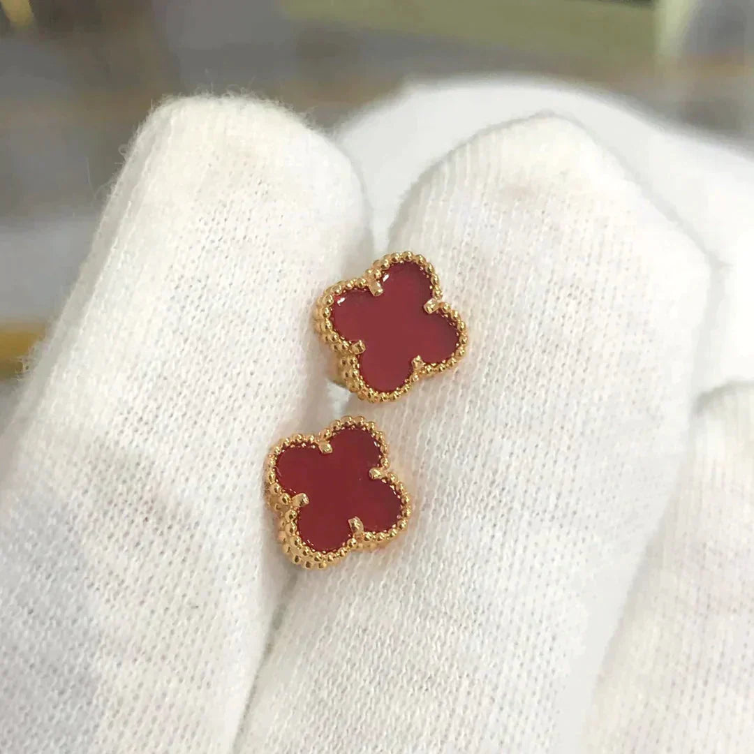 [VCA]CLOVER MINI 9.5MM CARNELIAN EARRINGS