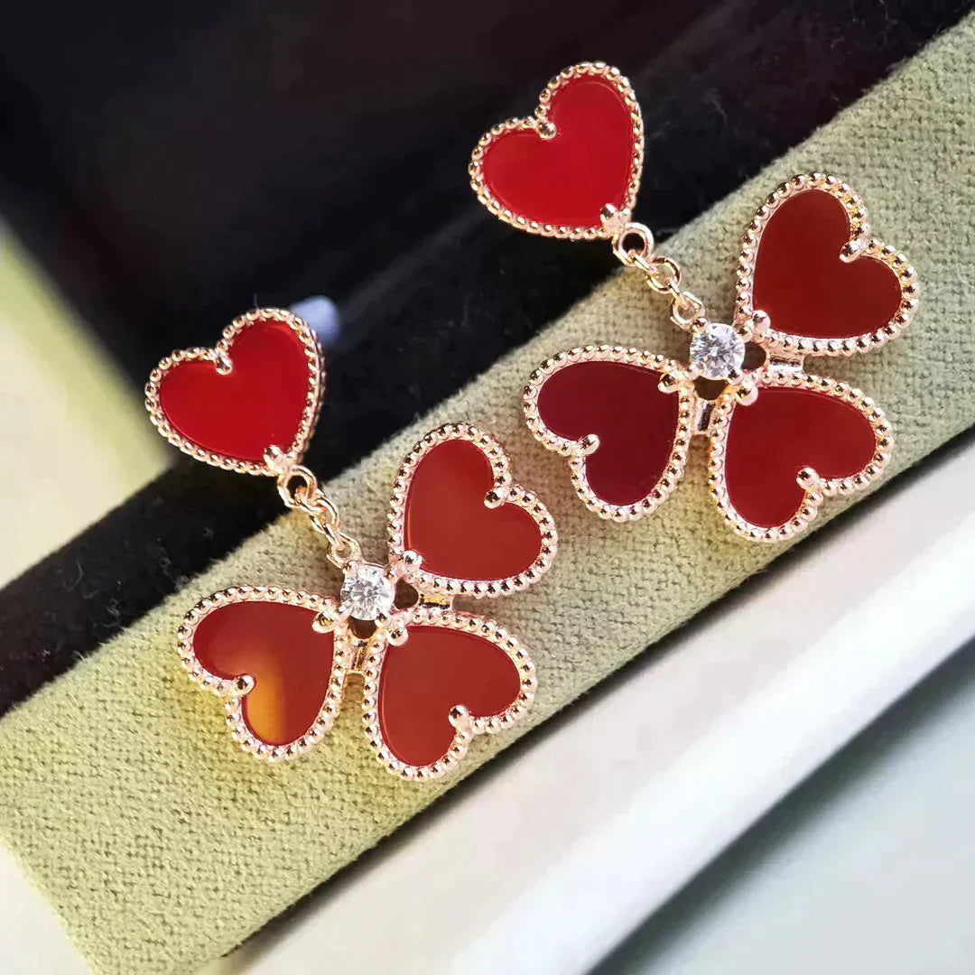 [VCA]SWEET CLOVER CARNELIAN EARRINGS