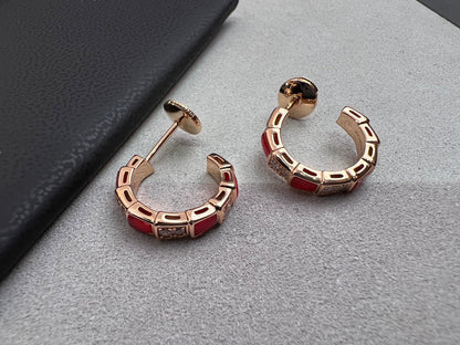 [Blar]SERPENTI CARNELIAN PINK GOLD EARRINGS