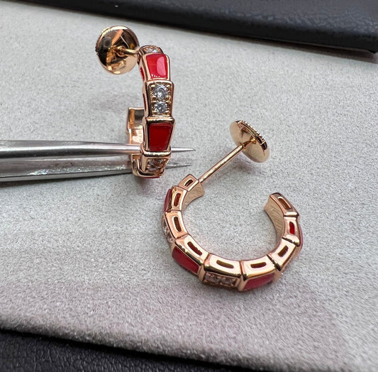 [Blar]SERPENTI CARNELIAN PINK GOLD EARRINGS