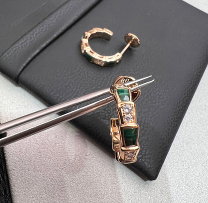 [Blar]SERPENTI MALACHITE PINK GOLD EARRINGS