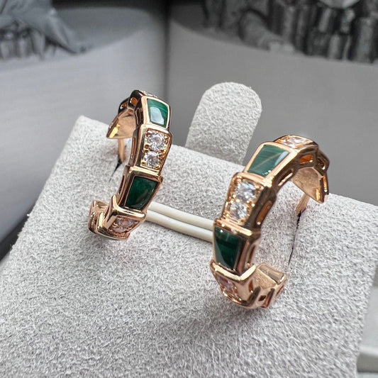 [Blar]SERPENTI MALACHITE PINK GOLD EARRINGS