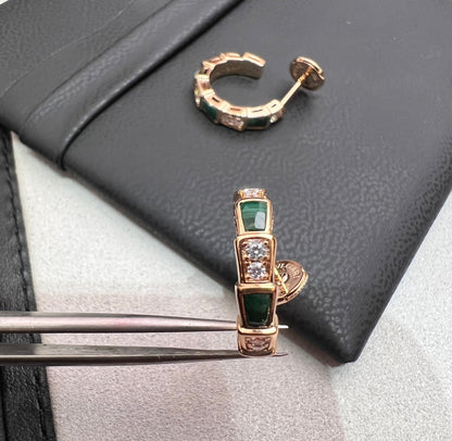 [Blar]SERPENTI MALACHITE PINK GOLD EARRINGS