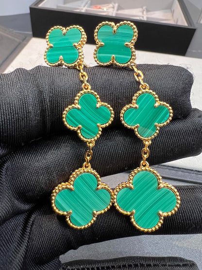 [VCA]CLOVER MALACHITE 3 MOTIFS GOLD