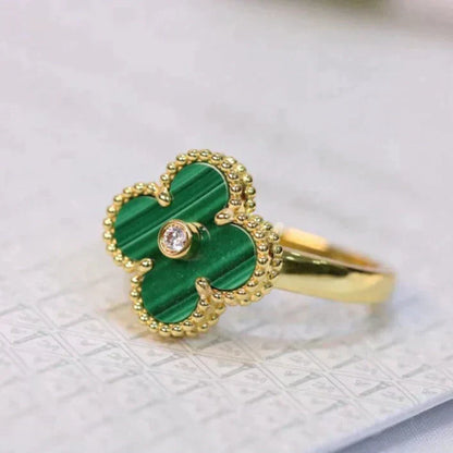 [VCA]CLOVER MALACHITE RING GOLD DIAMOND