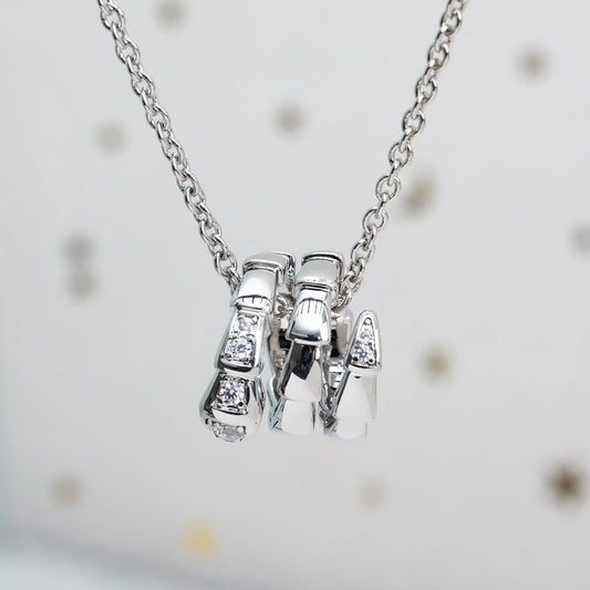 [Blar]SERPENTI SILVER NECKLACE DIAMOND