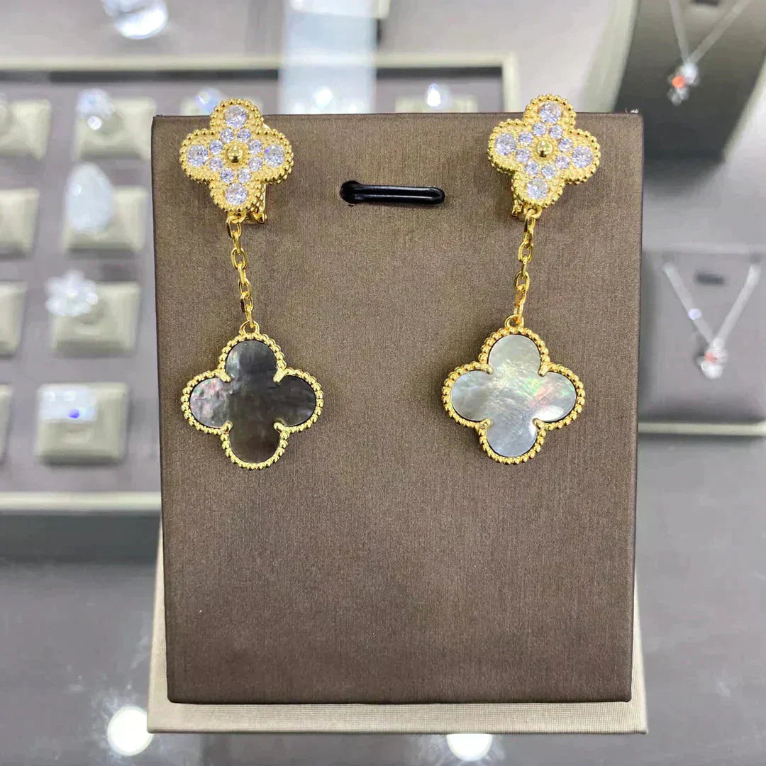 [VCA]CLOVER  2 MOTIFS  DIAMOND  EARRINGS (MULTIPLE CHOICESç´