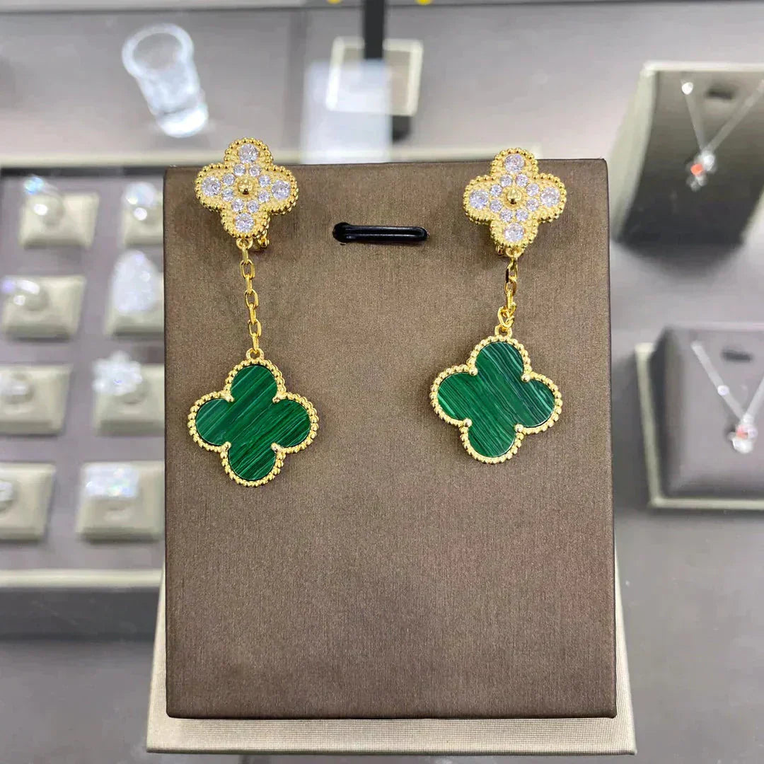 [VCA]CLOVER  2 MOTIFS  DIAMOND  EARRINGS (MULTIPLE CHOICESç´