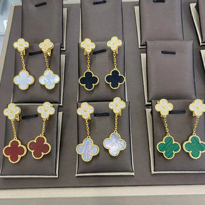 [VCA]CLOVER  2 MOTIFS  DIAMOND  EARRINGS (MULTIPLE CHOICESç´