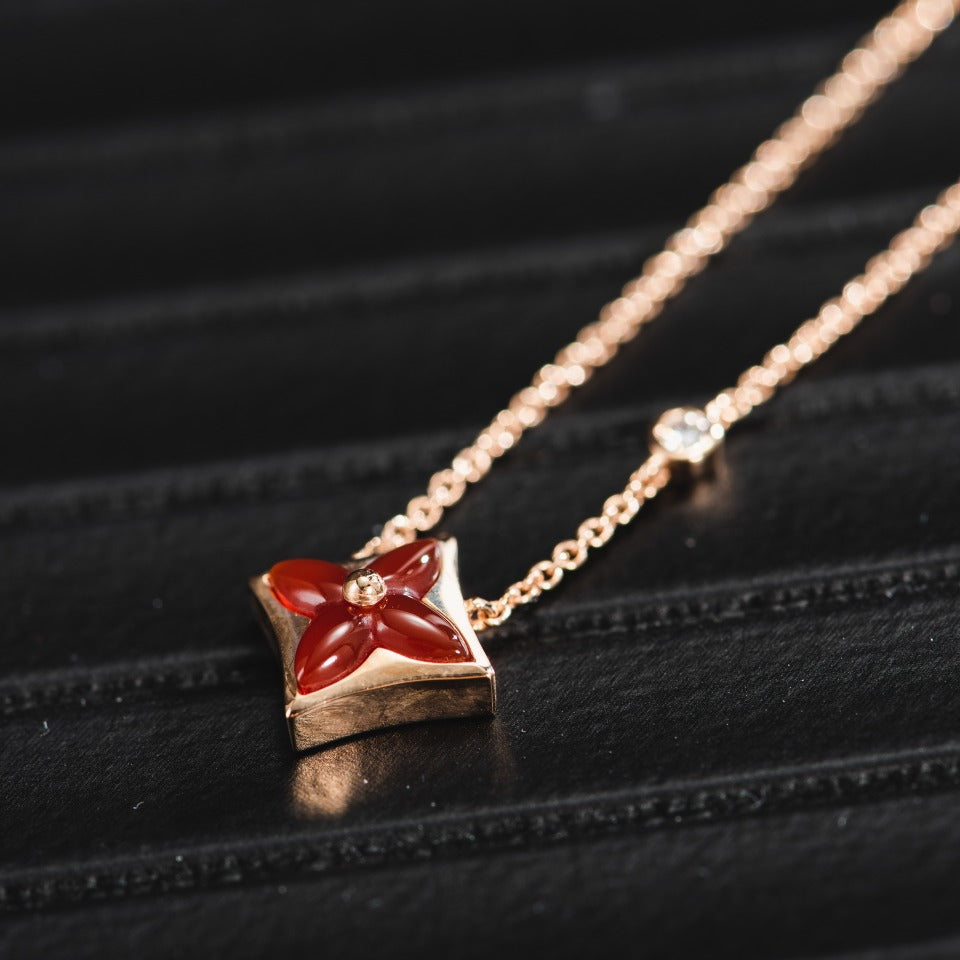 [Loui]STAR NECKLACE PINK GOLD 1 DIAMOND