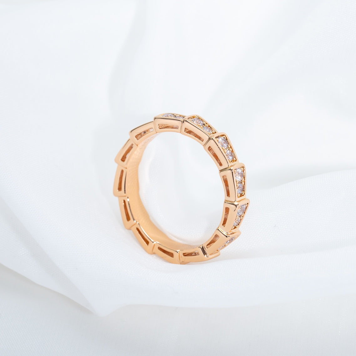 [Blar]SERPENTI RING PINK GOLD DIAMOND PAVED 3MM