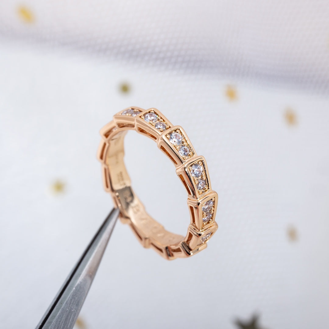 [Blar]SERPENTI RING PINK GOLD DIAMOND PAVED 3MM