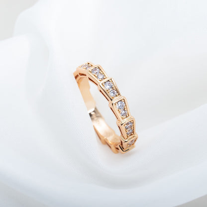 [Blar]SERPENTI RING PINK GOLD DIAMOND PAVED 3MM