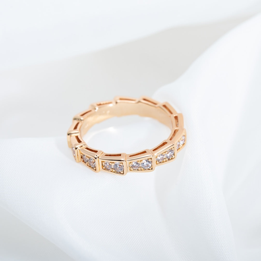 [Blar]SERPENTI RING PINK GOLD DIAMOND PAVED 3MM