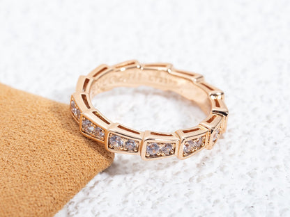 [Blar]SERPENTI RING PINK GOLD DIAMOND PAVED 3MM