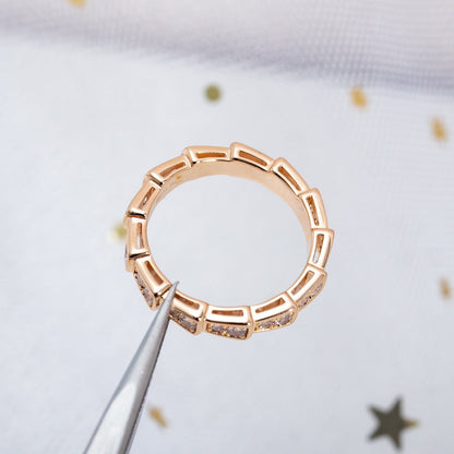 [Blar]SERPENTI RING PINK GOLD DIAMOND PAVED 3MM