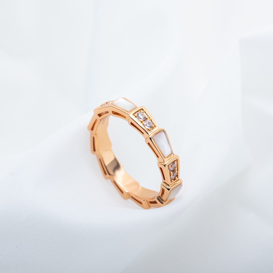 [Blar]SERPENTI RING PINK GOLD DIAMOND MOP 3MM