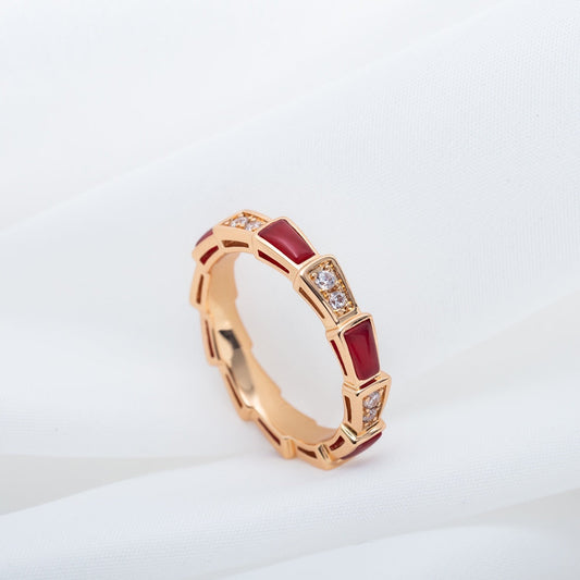 [Blar]SERPENTI RING PINK GOLD CARNELIAN DIAMOND 3MM