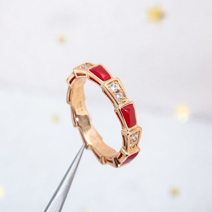 [Blar]SERPENTI RING PINK GOLD CARNELIAN DIAMOND 3MM