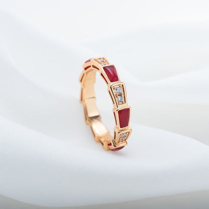 [Blar]SERPENTI RING PINK GOLD CARNELIAN DIAMOND 3MM