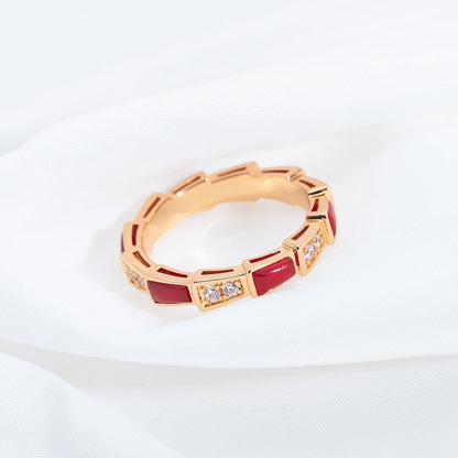 [Blar]SERPENTI RING PINK GOLD CARNELIAN DIAMOND 3MM