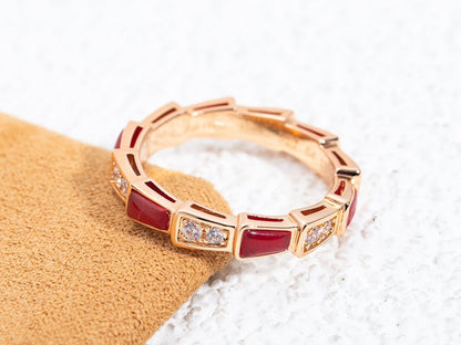 [Blar]SERPENTI RING PINK GOLD CARNELIAN DIAMOND 3MM