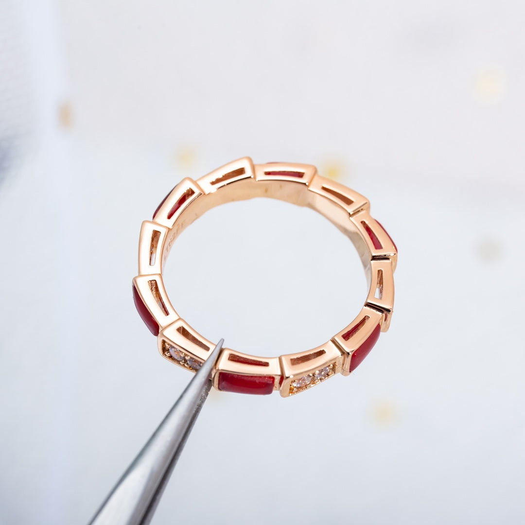 [Blar]SERPENTI RING PINK GOLD CARNELIAN DIAMOND 3MM