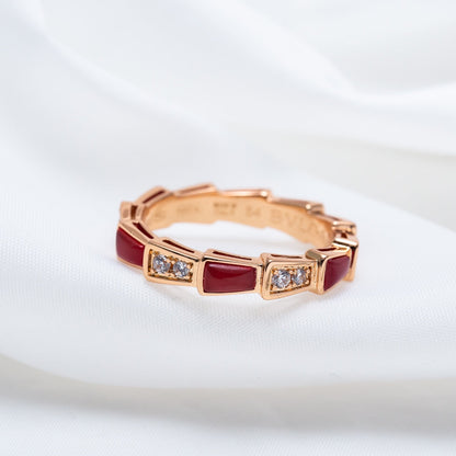 [Blar]SERPENTI RING PINK GOLD CARNELIAN DIAMOND 3MM