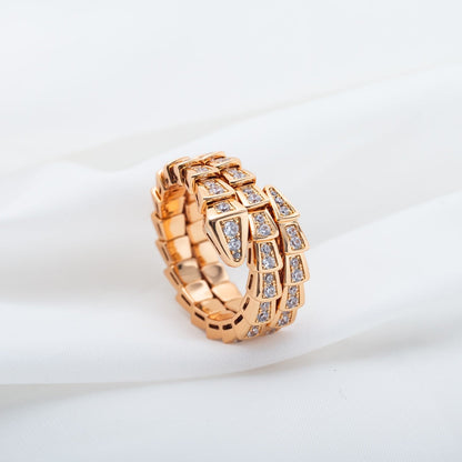 [Blar]SERPENTI RING PINK GOLD DIAMOND DOUBLE ROW