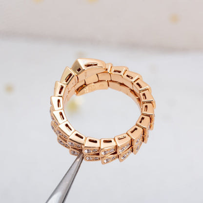 [Blar]SERPENTI RING PINK GOLD DIAMOND DOUBLE ROW